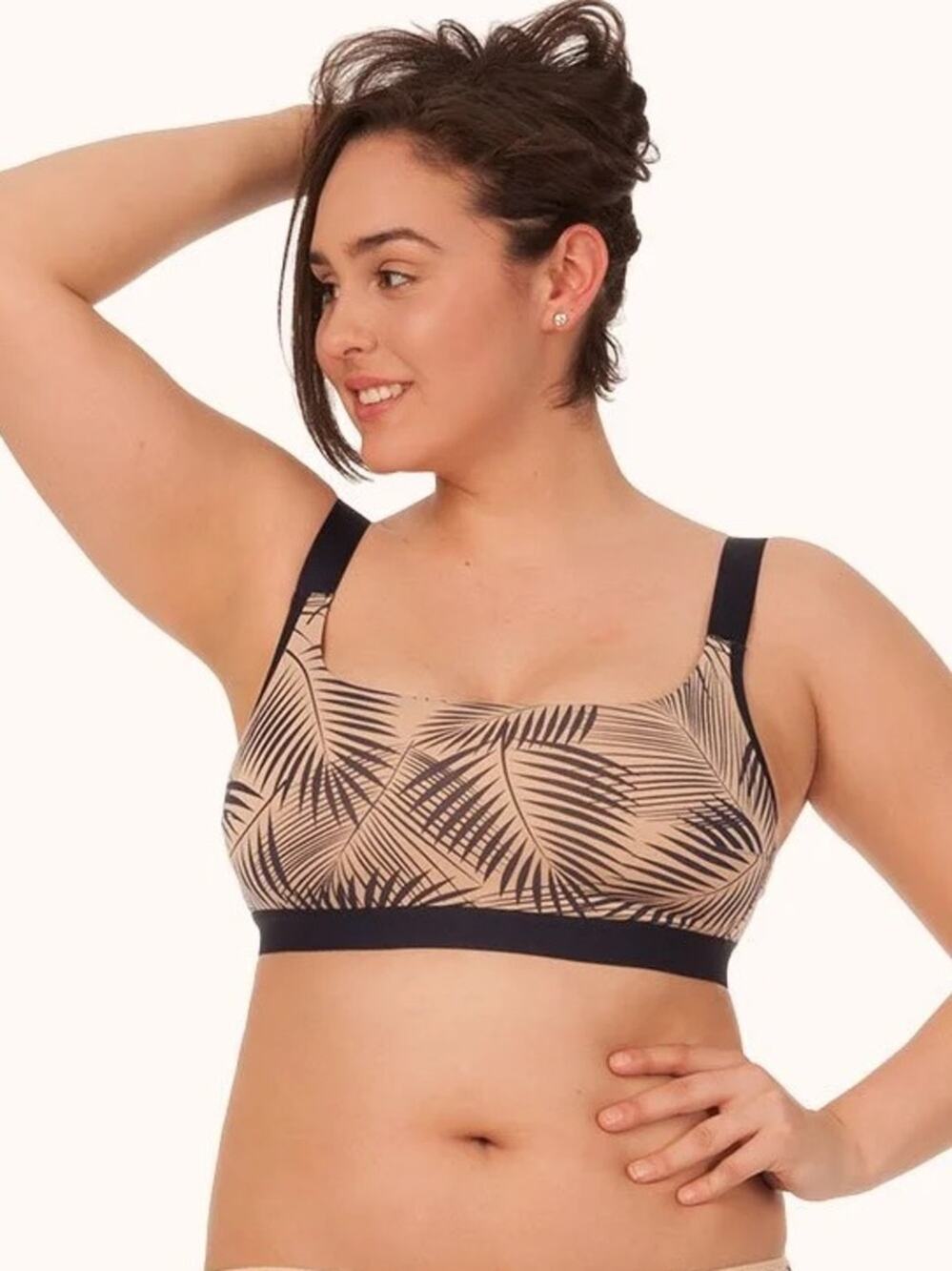 Lively The All You Busty Bralette Bra Navy Blue Leaf Print Size 2